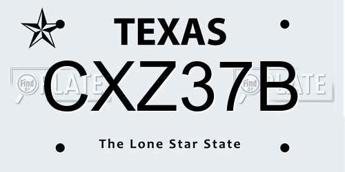 CXZ37B Texas License Plate