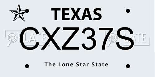 CXZ37S Texas License Plate