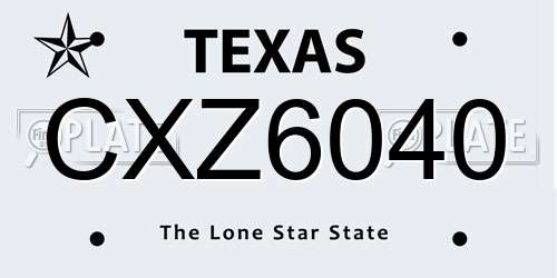 CXZ6040 Texas License Plate