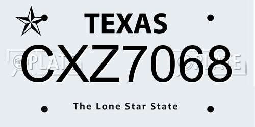 CXZ7068 Texas License Plate