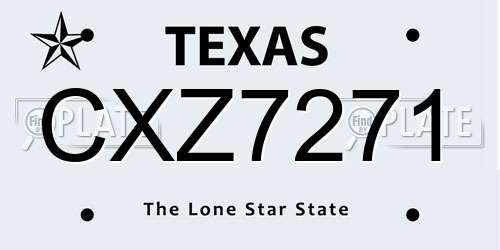 CXZ7271 Texas License Plate