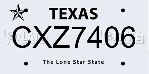 CXZ7406 Texas License Plate