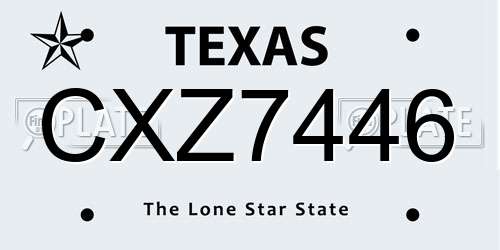 CXZ7446 Texas License Plate