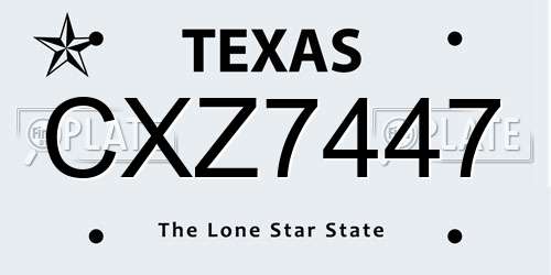 CXZ7447 Texas License Plate