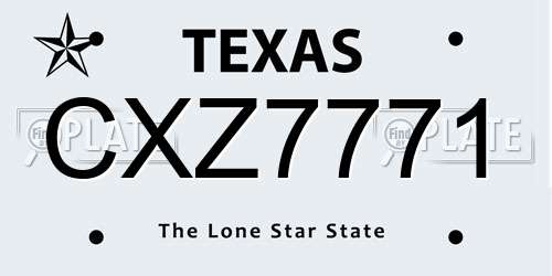 CXZ7771 Texas License Plate
