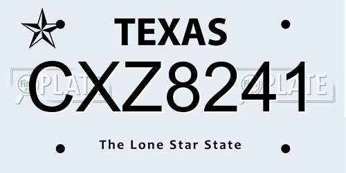 CXZ8241 Texas License Plate