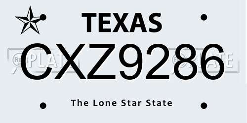 CXZ9286 Texas License Plate