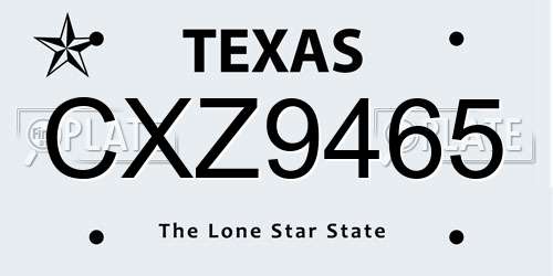 CXZ9465 Texas License Plate