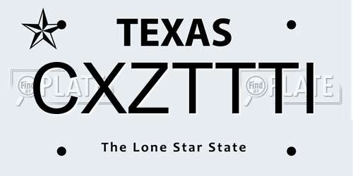 CXZTTTI Texas License Plate