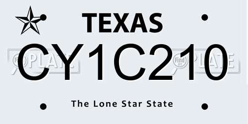 CY1C210 Texas License Plate