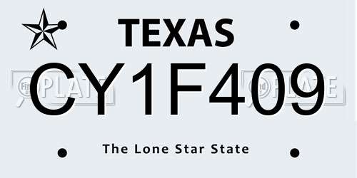 CY1F409 Texas License Plate