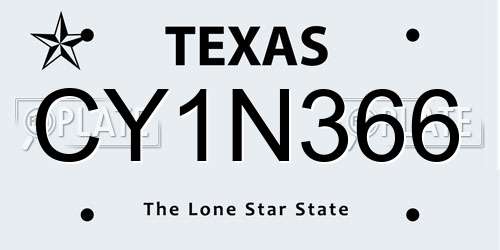 CY1N366 Texas License Plate