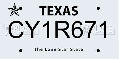CY1R671 Texas License Plate