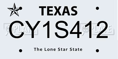 CY1S412 Texas License Plate