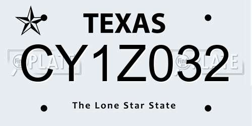CY1Z032 Texas License Plate