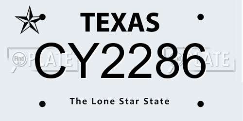 CY2286 Texas License Plate