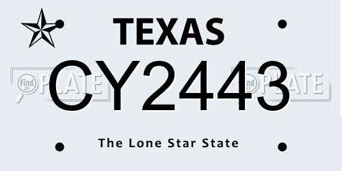 CY2443 Texas License Plate