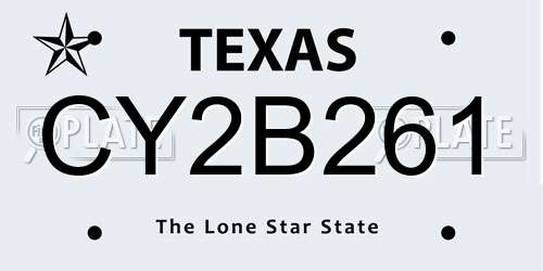 CY2B261 Texas License Plate