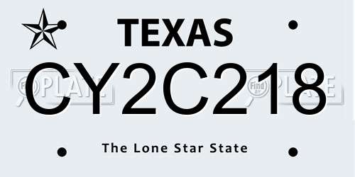 CY2C218 Texas License Plate