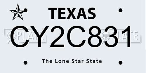 CY2C831 Texas License Plate