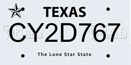CY2D767 Texas License Plate