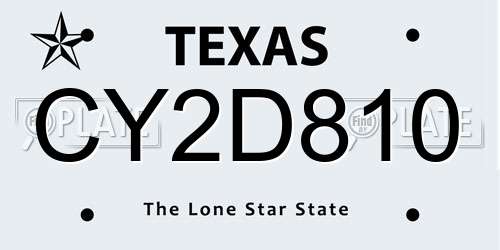 CY2D810 Texas License Plate
