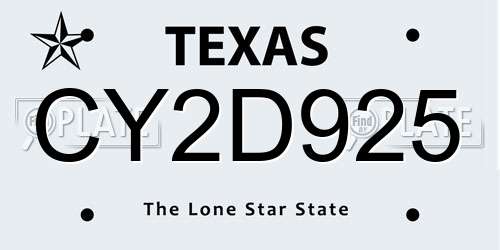 CY2D925 Texas License Plate