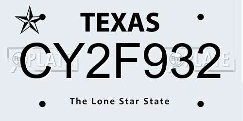 CY2F932 Texas License Plate