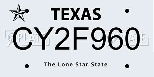 CY2F960 Texas License Plate