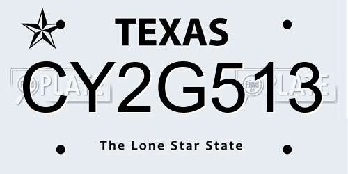 CY2G513 Texas License Plate