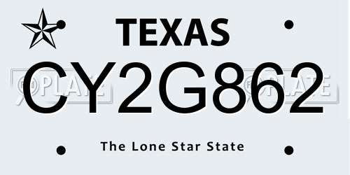 CY2G862 Texas License Plate
