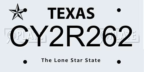 CY2R262 Texas License Plate