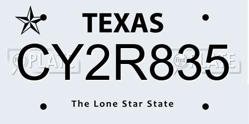 CY2R835 Texas License Plate