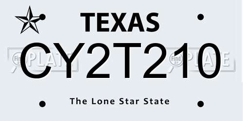 CY2T210 Texas License Plate