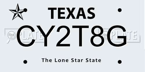 CY2T8G Texas License Plate