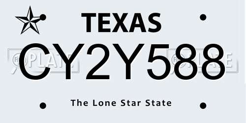 CY2Y588 Texas License Plate