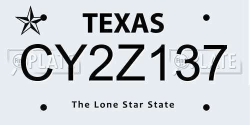 CY2Z137 Texas License Plate