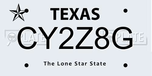 CY2Z8G Texas License Plate