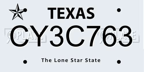 CY3C763 Texas License Plate