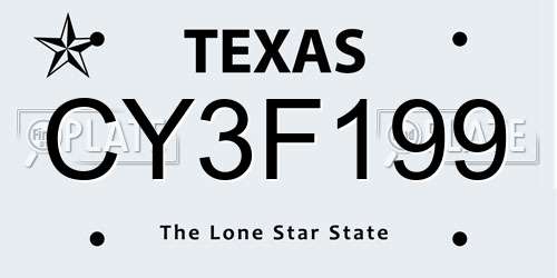 CY3F199 Texas License Plate