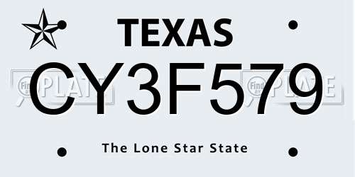 CY3F579 Texas License Plate