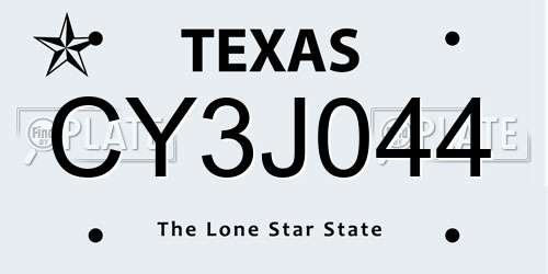 CY3J044 Texas License Plate