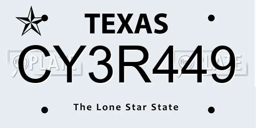 CY3R449 Texas License Plate