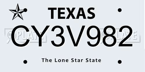 CY3V982 Texas License Plate