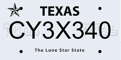 CY3X340 Texas License Plate