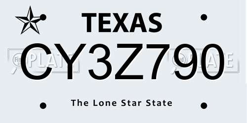 CY3Z790 Texas License Plate