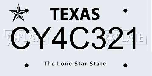 CY4C321 Texas License Plate
