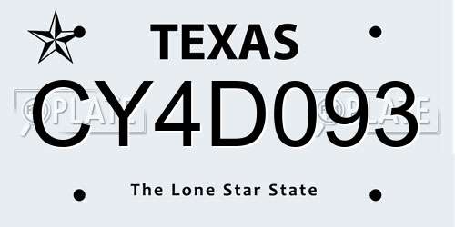 CY4D093 Texas License Plate
