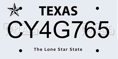 CY4G765 Texas License Plate