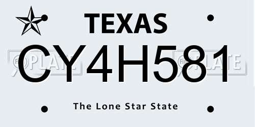 CY4H581 Texas License Plate